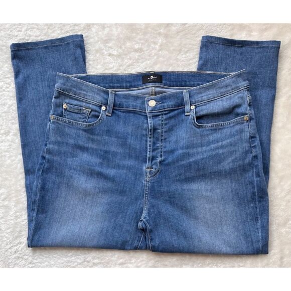 7 For All Mankind 7FAM Josefina Slim Boyfriend Mid Rise Crop in Formosa, Size 32 - Picture 8 of 16